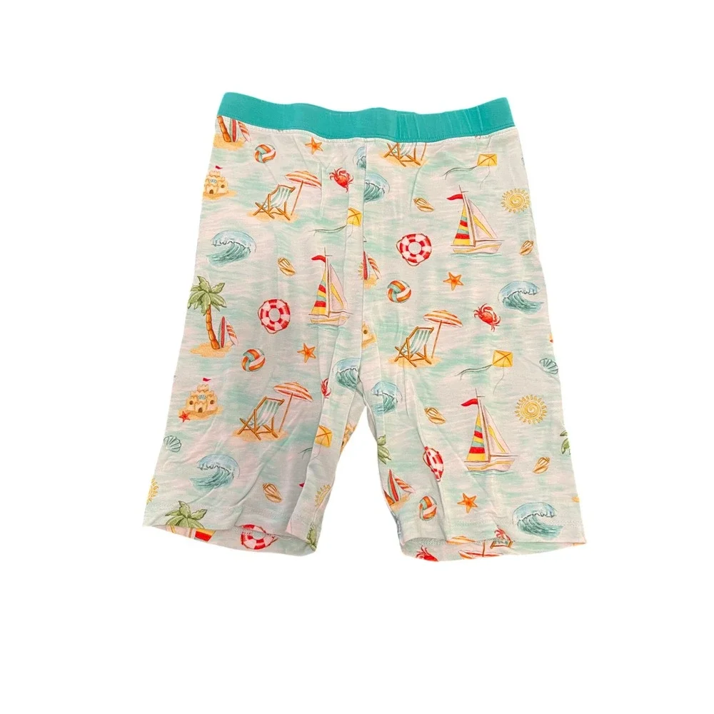 Little‎ Frugals Bamboo Pajamas Set 7/8 Beach Sailboat Print Short Sleeve Teal